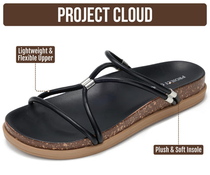 Project Cloud Summer Slides for Women 2026 with Plush and Soft Insole Womens Sandals Comfortable - Non-Slip and Lightweight Sandals Women Footwear