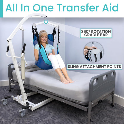 Vive Hydraulic Patient Lift for Home Use with Sling - Portable, Medical Patient Transfer Lift System - Sit to Stand Lift Assist for Elderly - Floor & Fall Elderly Lift - for Car, Wheelchair & Bed