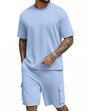 COOFANDY Men's Shirt and Shorts Set 2 Piece Fashion Summer Tracksuits Cotton Oversized T-Shirts Cargo Shorts Outfits