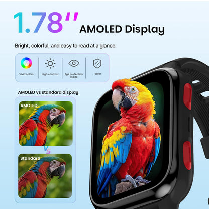 K9 Smart Watch for Kids with GPS Tracker, AI Voice & Video Call,1.78" AMOLED, 4G Smartwatch with SOS, Parental Controls, School Mode, IP68 Waterproof Kids Smartwatch for Teens Ages 3 and Up