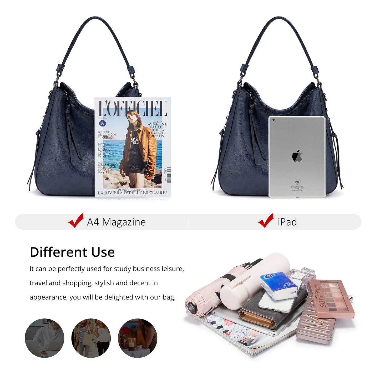 Realer Hobo Crossbody Bags for Women Designer Faux Leather Hobo Handbags Retro Large Size Shoulder Bag Bucket Purse