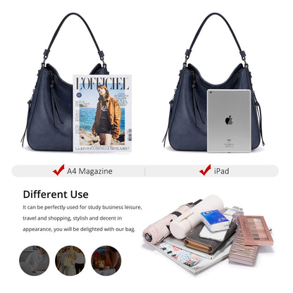 Realer Hobo Crossbody Bags for Women Designer Faux Leather Hobo Handbags Retro Large Size Shoulder Bag Bucket Purse