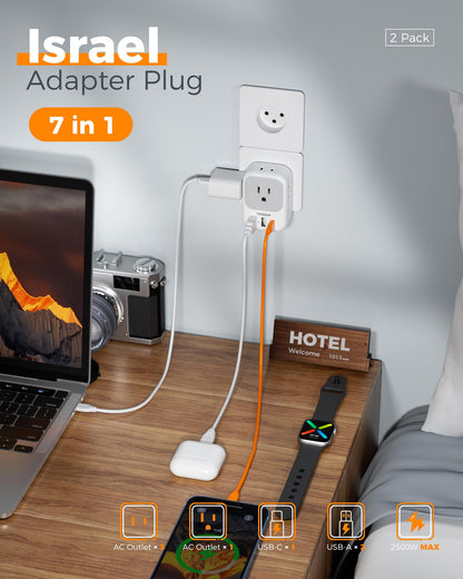 TESSAN 2 Pack European Travel Plug Adapter, Europe Power Converter