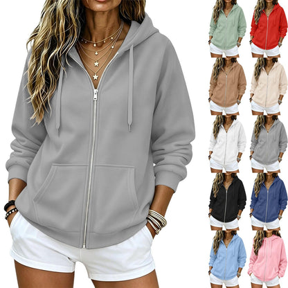 2026 Zip Up Hoodies for Women Fall Winter Casual Sweatshirts Zipper Oversized Lightweight Cute Jackets with Pockets