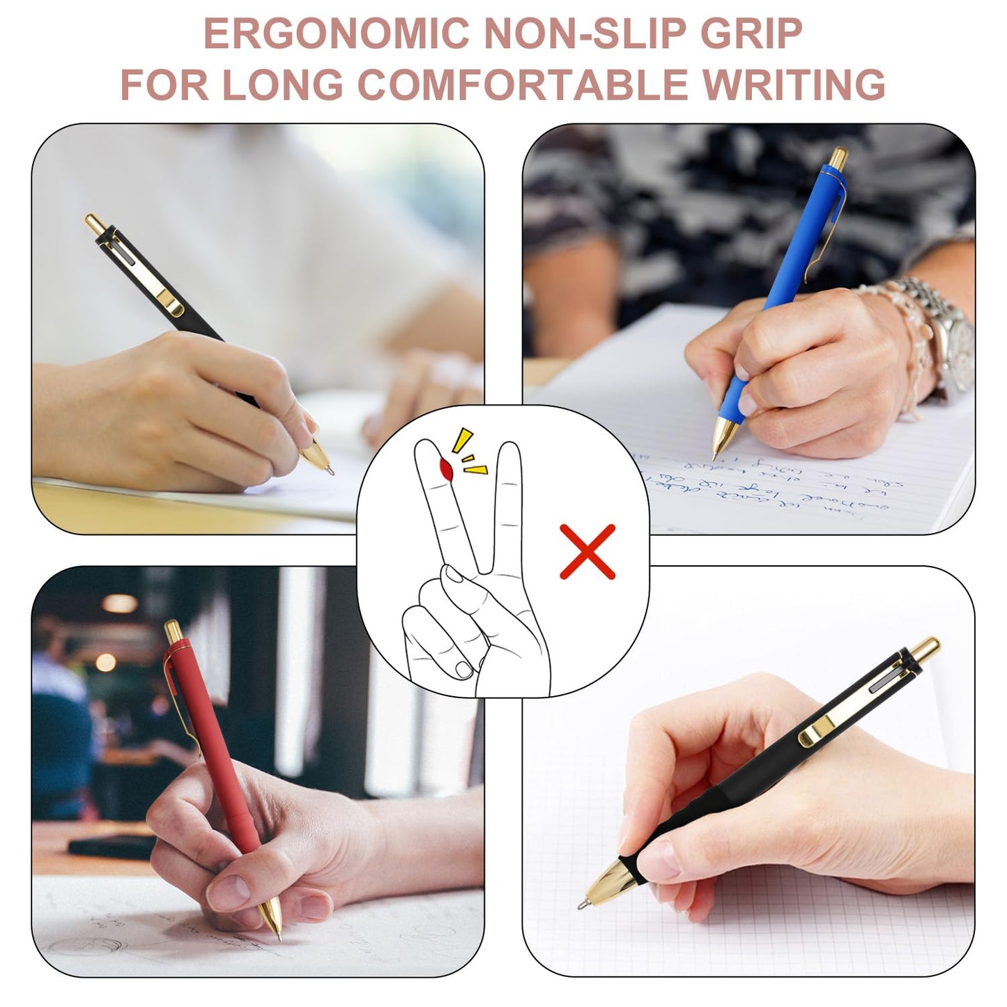 Linbsunne Ballpoint Pens Black Medium Point 1mm with Super Soft Grip Ball Point Pen for Men Women Retractable(style2, 12 pcs)