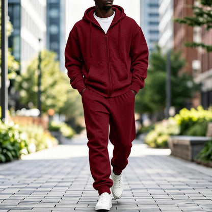 Jogger Sweatpants Matching Outfit For Men 2 Piece Sweat Suits Full Zip Up Hooded Tracksuit Soft Fleece Set