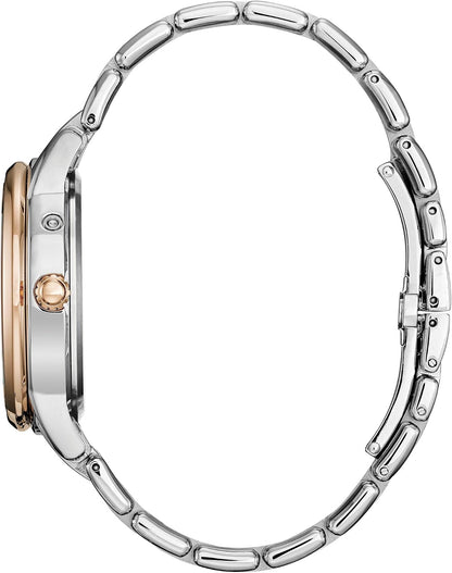 Citizen Women's Eco-Drive Calendrier, Moon Phase Diamond Accents Dial, Stainless Case and Bracelet Watch, Month/Day/Date