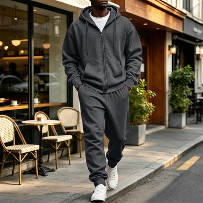 Jogger Sweatpants Matching Outfit For Men 2 Piece Sweat Suits Full Zip Up Hooded Tracksuit Soft Fleece Set