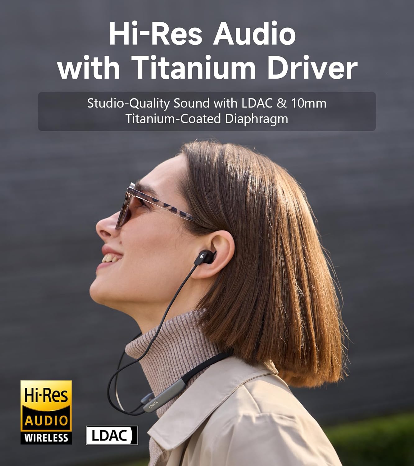Edifier W280NB Pro Neckband Bluetooth Wireless Headphones, IP55, Black | -45dB Hybrid Active Noise Cancellation, Hi-Res Audio with LDAC, Bluetooth 5.4 Multipoint, 23H Playtime, Low Latency Game Mode