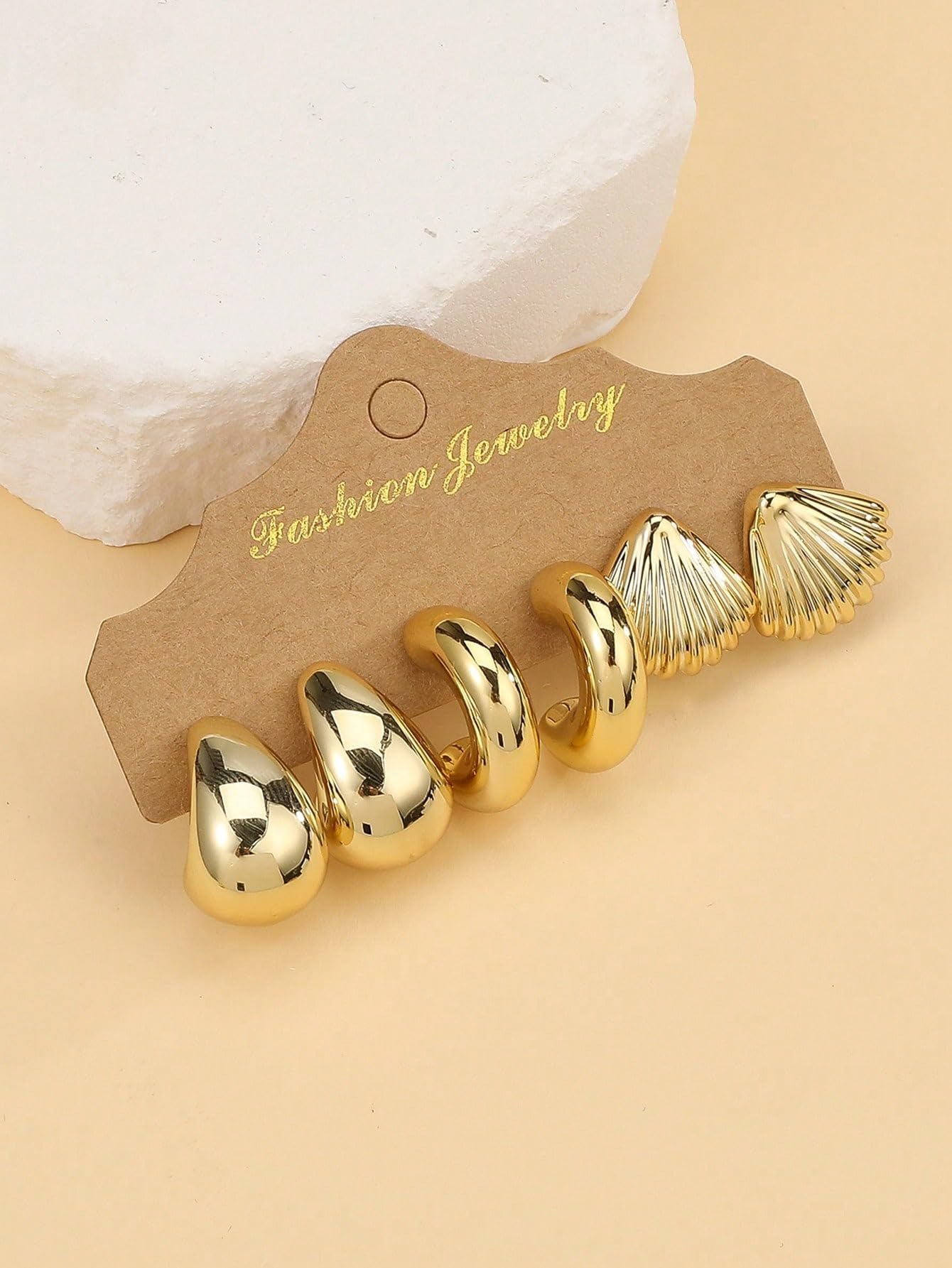 12 Pairs Chunky Gold Hoop Earrings for Women Trendy, Gold Plated Lightweight Hypoallergenic Stack, Thick Open Twisted Huggie Hoops Earring Set