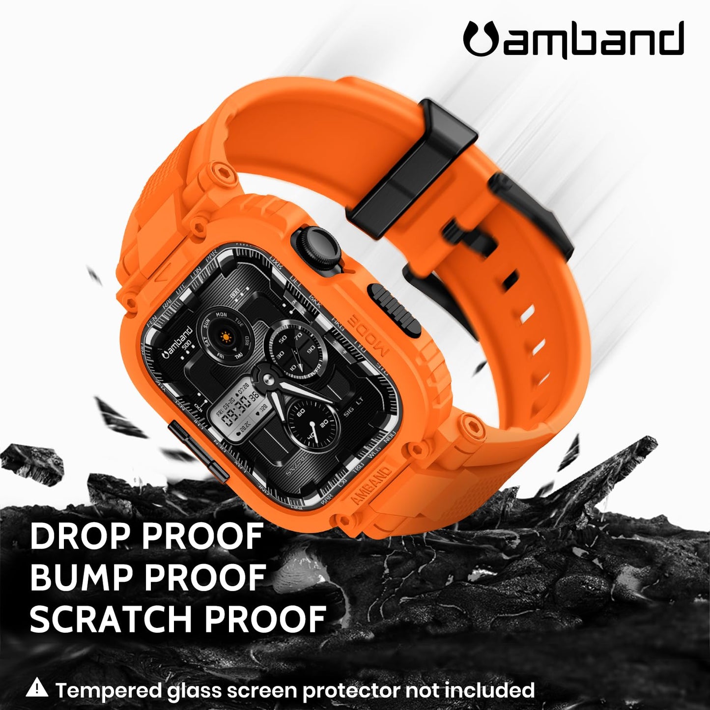 amBand Bands Compatible with Apple Watch 9/8/7 45mm, M1 Sport Series Rugged Case Protective Cover for iWatch 6/SE (3/2/1)/5/4/3 44mm Men Green