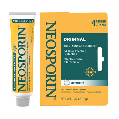 Neosporin Original First Aid Triple Antibiotic Ointment with Bacitracin Zinc for Infection Protection, Wound Care Treatment & Helps Minimize the Appearance of Scars for Minor Wounds, .5 oz