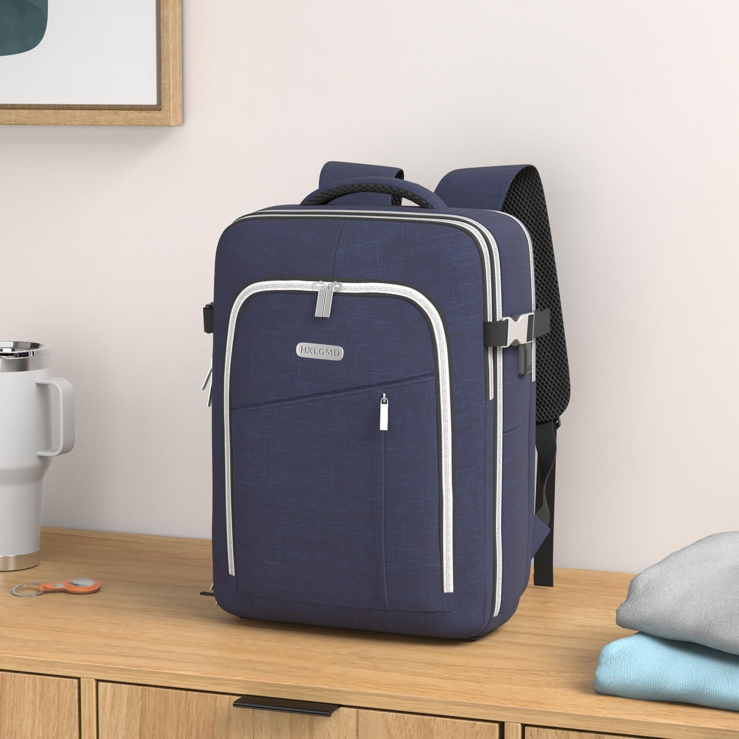 Travel Carry On 17.5" Laptop Expandable Backpack for Men Women, Personal Item Bag Waterproof Airline Approved with USB Charging Hole 3 Packing Cubes, Large Weekender Daypack Business Luggage Suitcase