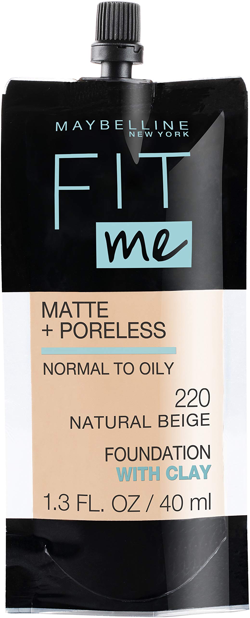 Maybelline Fit Me Matte + Poreless Liquid Oil-Free Foundation Makeup, Mocha, 1 Count (Packaging May Vary)