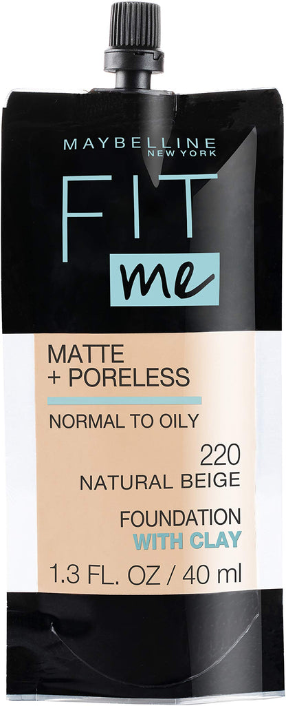 Maybelline Fit Me Matte + Poreless Liquid Oil-Free Foundation Makeup, Mocha, 1 Count (Packaging May Vary)