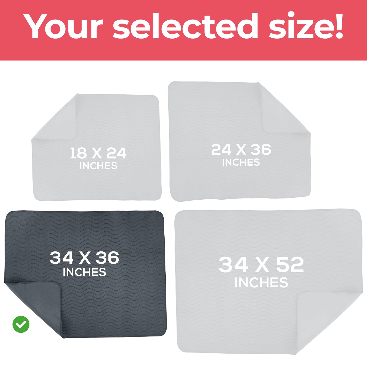 Utopia Bedding Washable Underpads 34" x 36" (Pack of 4), Waterproof Reusable Heavy Absorbency Incontinence Bed Pads for Adults, Kids, Elderly and Pets, Bedwetting Pads for Sofa and Couch (Blue)