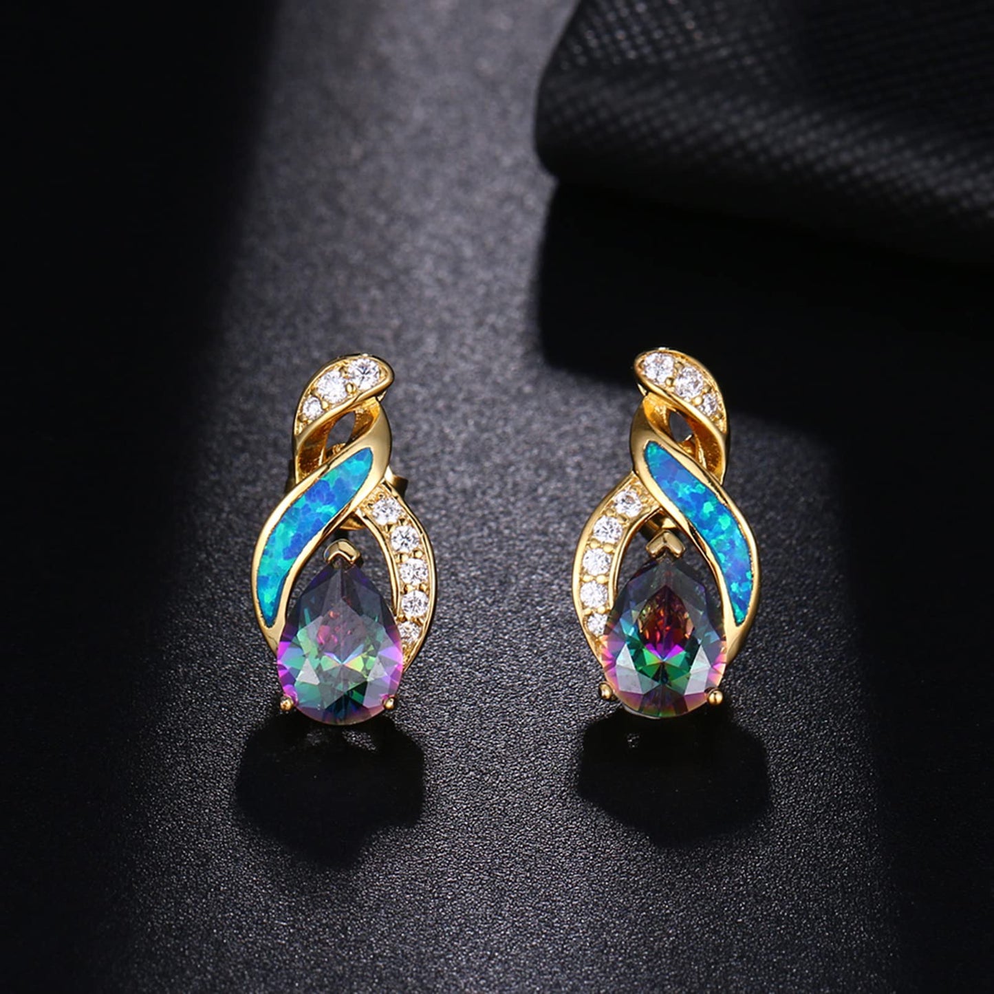 Jewelry Sets Australian Created Opal Necklace Earrings Jewelry for Mom