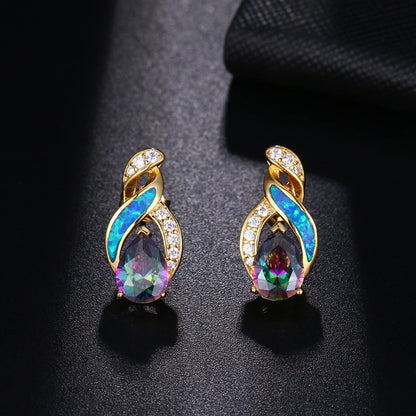 Jewelry Sets Australian Created Opal Necklace Earrings Jewelry for Mom