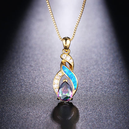 Jewelry Sets Australian Created Opal Necklace Earrings Jewelry for Mom