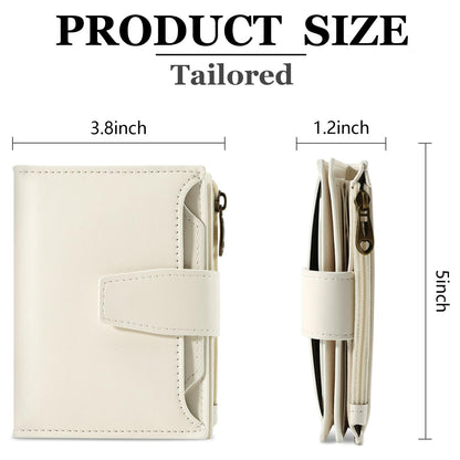 Airkit Small Wallet Women RFID Blocking Soft Leather Bifold Compact Card Holder Wallet for Women with Zipper Coin Pocket 4 ID Window