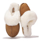 Project Cloud Genuine Leather Slippers for Women with Genuine Fur Lining, Non-Slip Indoor/Outdoor Clog Mule Slippers, Memory Foam Insole