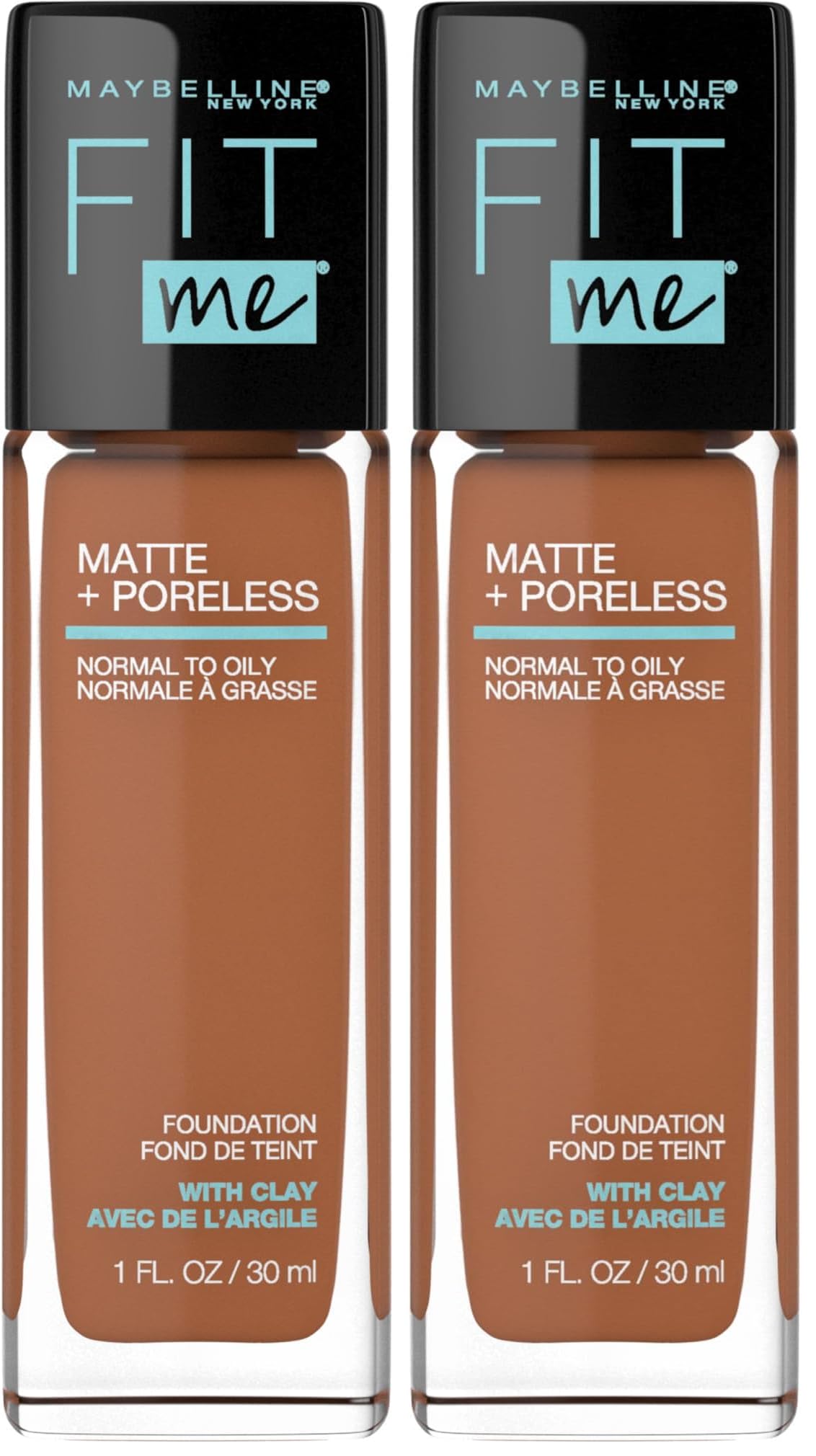 Maybelline Fit Me Matte + Poreless Liquid Oil-Free Foundation Makeup, Mocha, 1 Count (Packaging May Vary)