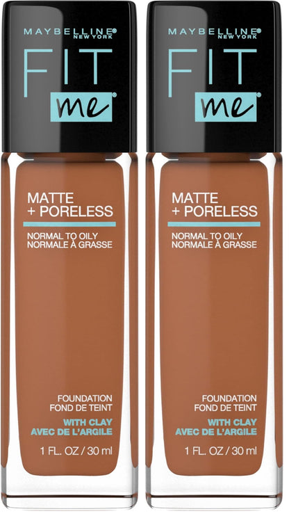 Maybelline Fit Me Matte + Poreless Liquid Oil-Free Foundation Makeup, Mocha, 1 Count (Packaging May Vary)