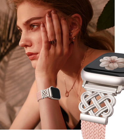 TOYOUTHS Braided Magnetic Band Compatible with Apple Watch Bands 38/40/41/42/44/45/46/49mm Women Men, Dressy Celtic Metal Stretchy Elastic Strap for iWatch Series 11 10 9 8 7 6 5 4 SE/Ultra 3 2 1