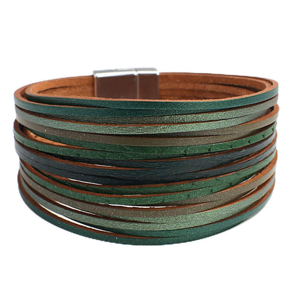 Fesciory Leather Wrap Bracelets for Women, Boho Western Layered Jewelry | Layered leather cuff bracelets, Easy on and off, Boho western style, Daily wear, Gift for women