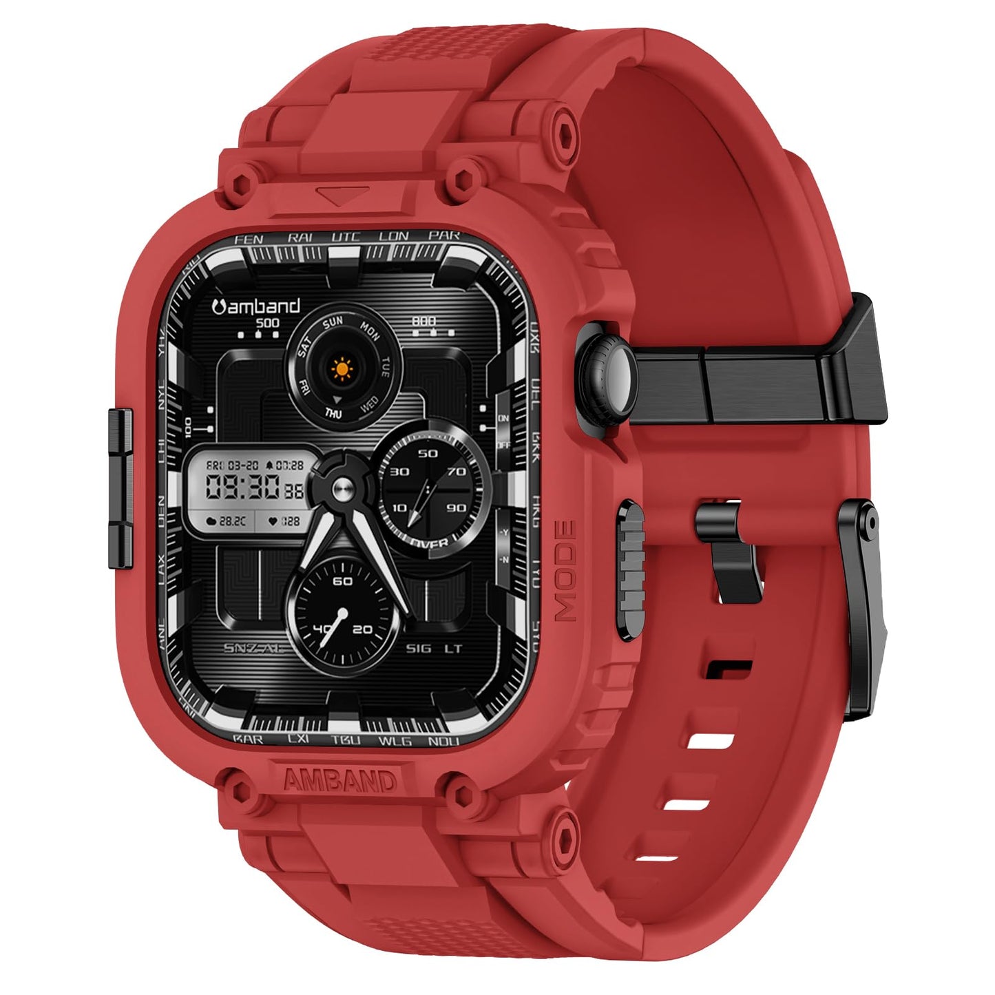amBand Bands Compatible with Apple Watch 9/8/7 45mm, M1 Sport Series Rugged Case Protective Cover for iWatch 6/SE (3/2/1)/5/4/3 44mm Men Green