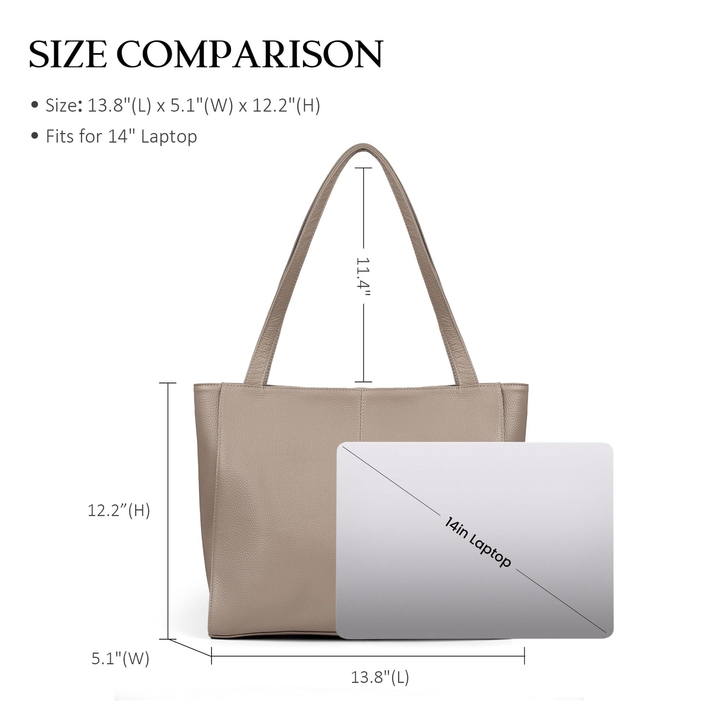 befen Genuine Leather Tote Bag for Women Work, Women's Leather Shoulder Bags Purses Satchel Handbags with Laptop Compartment