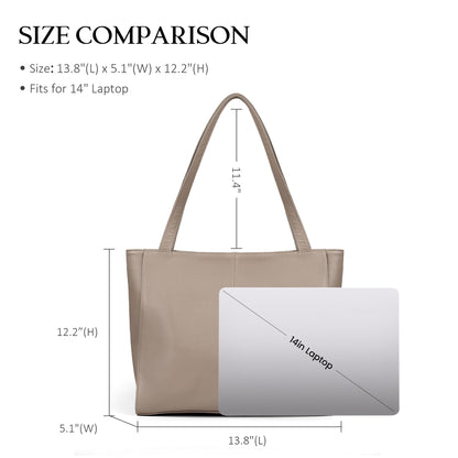 befen Genuine Leather Tote Bag for Women Work, Women's Leather Shoulder Bags Purses Satchel Handbags with Laptop Compartment
