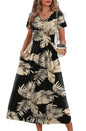 OFEEFAN Summer Dresses for Women Flowy Casual A-Line Midi Dress Beach Vacation Sundresses with Pockets S-2XL