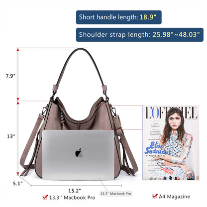 Realer Hobo Crossbody Bags for Women Designer Faux Leather Hobo Handbags Retro Large Size Shoulder Bag Bucket Purse