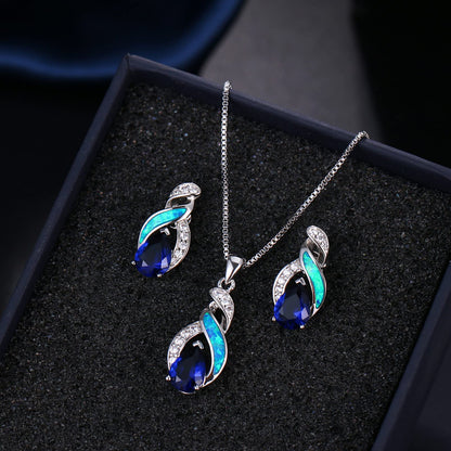 Jewelry Sets Australian Created Opal Necklace Earrings Jewelry for Mom