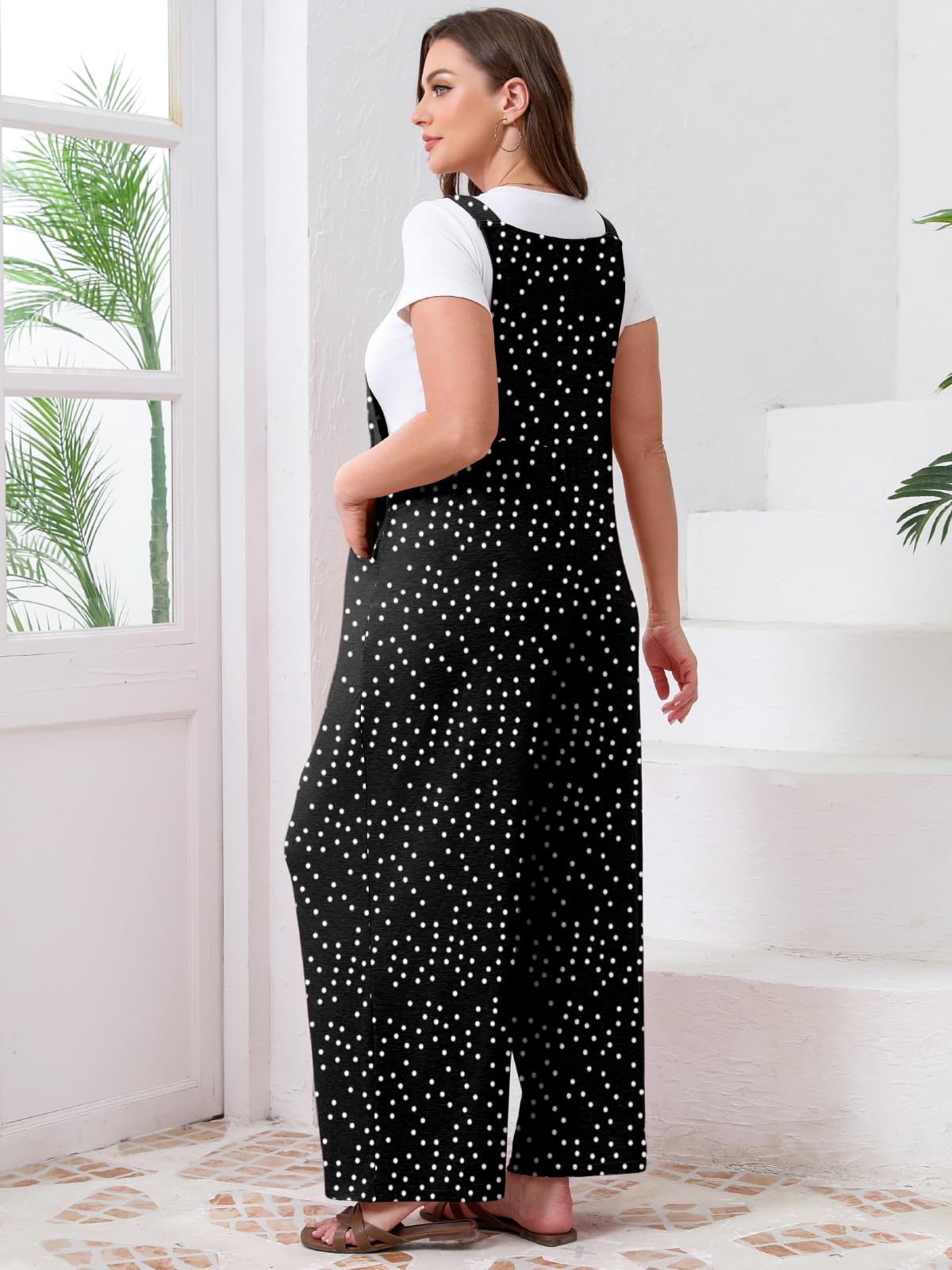 TAKEYAL Women's Plus Size Jumpsuit Overalls Wide Leg Casual Summer Rompers Adjustable Loose Fit Jumpsuits With Pockets 2026