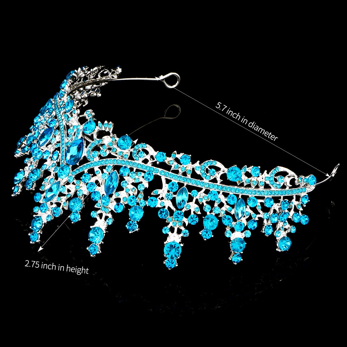 TOBATOBA Silver Wedding Crystal Tiaras and Crowns for Women, Bride Royal Queen Headband Princess Quinceanera Headpieces for Birthday Prom Pageant Party
