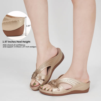 Sandals for Women Wedge Shoes: Slip On Dressy Summer Comfortable Slides Sandals 2026 Casual Memory Foam Platform Shoes