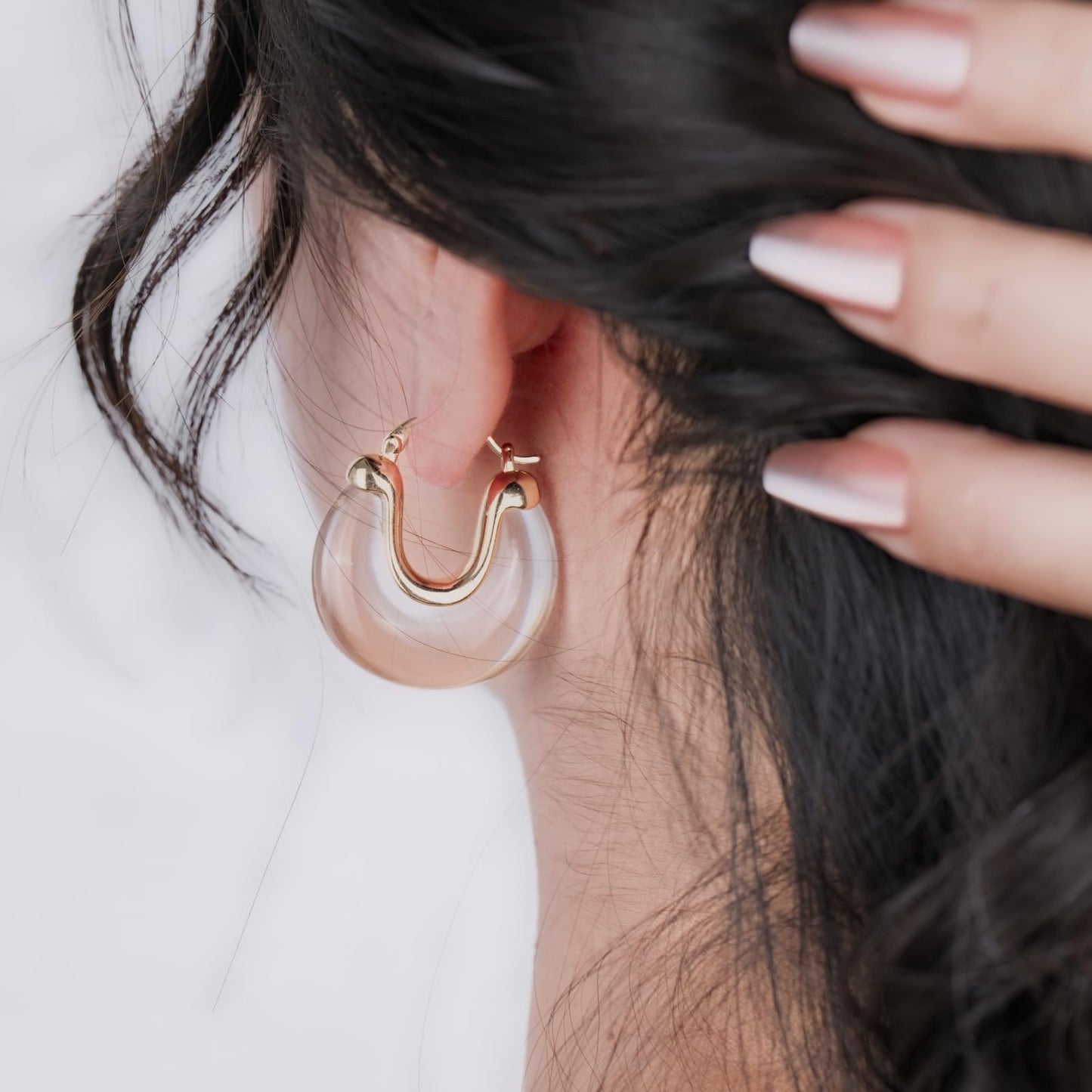 Chunky Gold Resin Hoop Earrings Leverback Statement Huggie Hoops Dangle Drop Dressy Earring Prom Festival Vacation Jewelry for Women