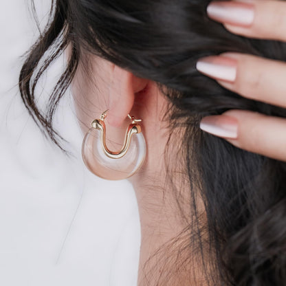 Chunky Gold Resin Hoop Earrings Leverback Statement Huggie Hoops Dangle Drop Dressy Earring Prom Festival Vacation Jewelry for Women