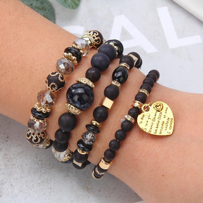Women Beaded Bracelet Set | Colorful Boho Stackable Trendy Design with Crystal Accents Multilayer Bangle Bracelet | Fashion Stretch Braclets Jewelry for Women