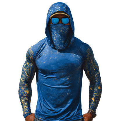 Sun Protection Shirts for Men UPF 100+ Long Sleeve Hoodie with Mask Shirts | Camouflage Outdoor Fishing Tees Cooling Raglan Shirts