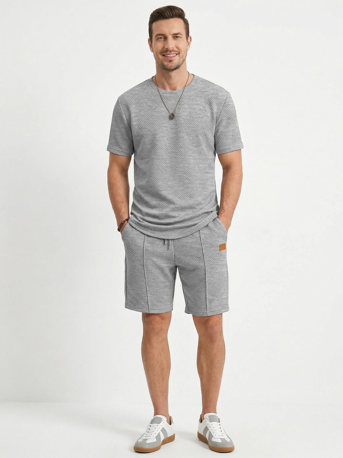 JMIERR Men's 2 Piece Outfit Anti-wrinkle T Shirts and Shorts Summer Beach Vacation Lounge Workout Pajamas Short Sleeve Sets