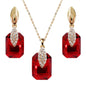Navachi 18k Gold Plated Crystal Multicolor Square Shape Zircon Dangle Earrings And Neckalce Pendant Az4020-1 Jewelry set