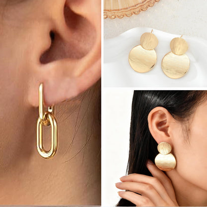 6 Pairs Chunky Gold Earrings for Women Gold Plated Knot Earrings Trendy Statement Drop Dangle Teardrop Lightweight Hypoallergenic Fashion Accessories Jewelry Set Gifts for Women