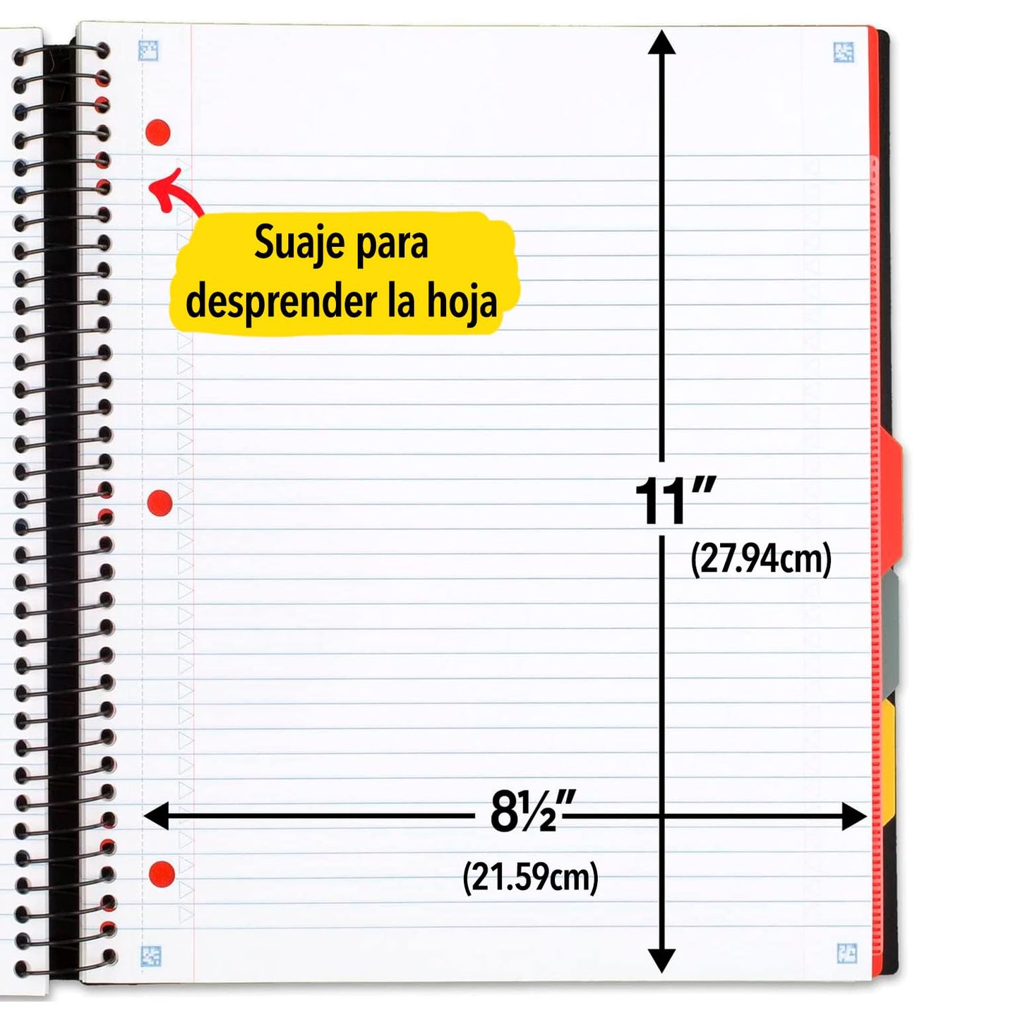Five Star Advance Spiral Notebook + Study App, 5 Subject, College Ruled Paper, 8-1/2" x 11", 200 Sheets, Spiral Guard, Movable Tabbed Dividers, Black (73144)