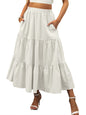 ANRABESS Women’s Summer Boho Flowy Swing Tiered A-Line Maxi Skirt 2026 Fashion Trendy Elastic Waist Pleated Long Beach Dress