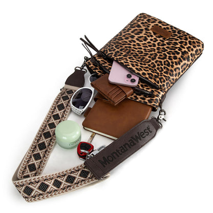 Montana West Multi Zip Pocket Crossbody Bag With Guitar Strap