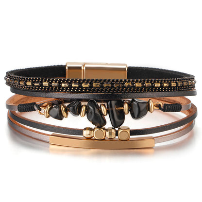 Fesciory Leather Wrap Bracelets for Women, Boho Western Layered Jewelry | Layered leather cuff bracelets, Easy on and off, Boho western style, Daily wear, Gift for women