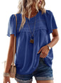 Falechay Womens Summer Tops Crewneck Short Sleeve Shirts Casual Chiffon Blouses Flowy Lace Hem Boho Clothing Trendy 2026